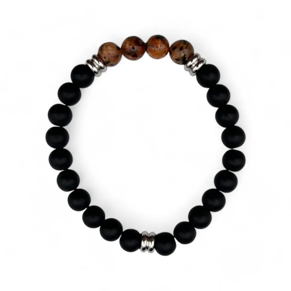 TITAN - Herrenarmband mit schwarzen Steinen