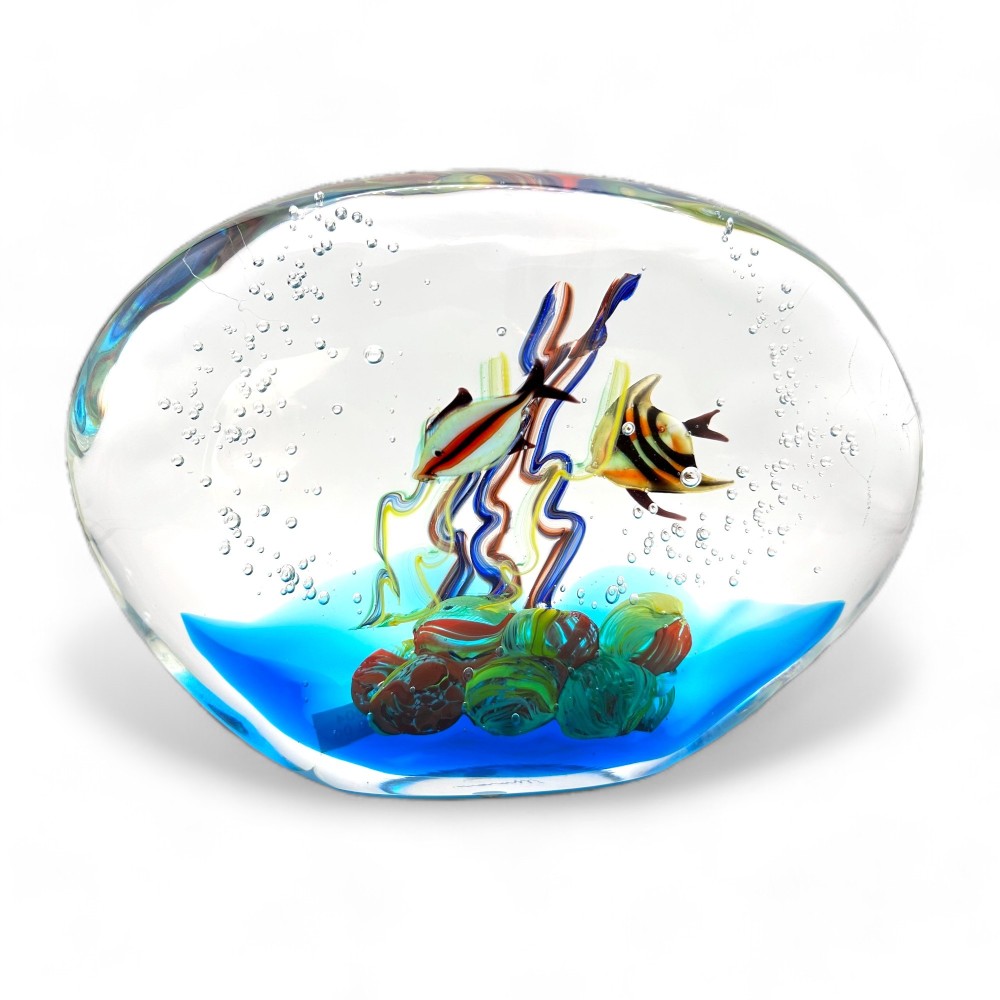 MEDITERRANEO | Acuario con peces de colores | Cristal de Murano | Murano-Store