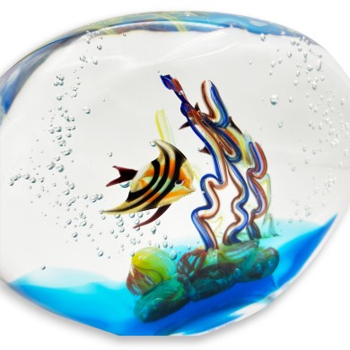 MEDITERRANEO | Acuario con peces de colores | Cristal de Murano | Murano-Store