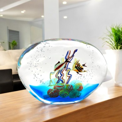 MEDITERRANEO | Acuario con peces de colores | Cristal de Murano | Murano-Store