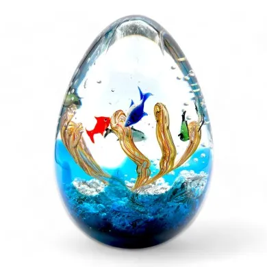 ADRIATICO | MEDIUM ovales Aquarium mit tropischen Fischen | Muranoglas | Murano-Store