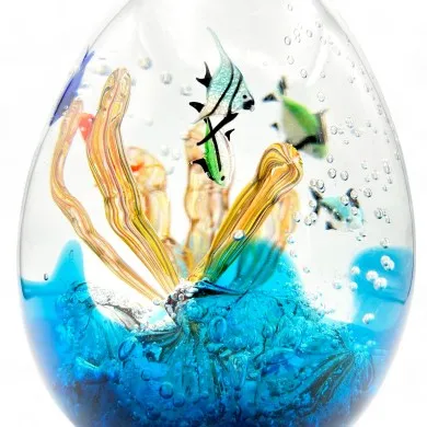 ADRIATICO | MEDIUM ovales Aquarium mit tropischen Fischen | Muranoglas | Murano-Store