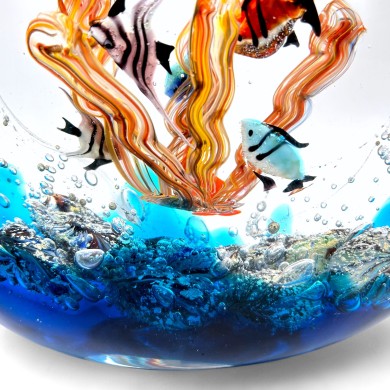 LIGURE | Acuario con peces TROPICALES | Cristal de Murano | Murano-Store