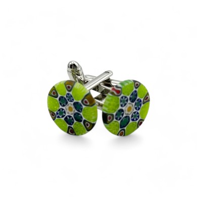 DORA | Gemelos con Murrine Verde | Murano Store