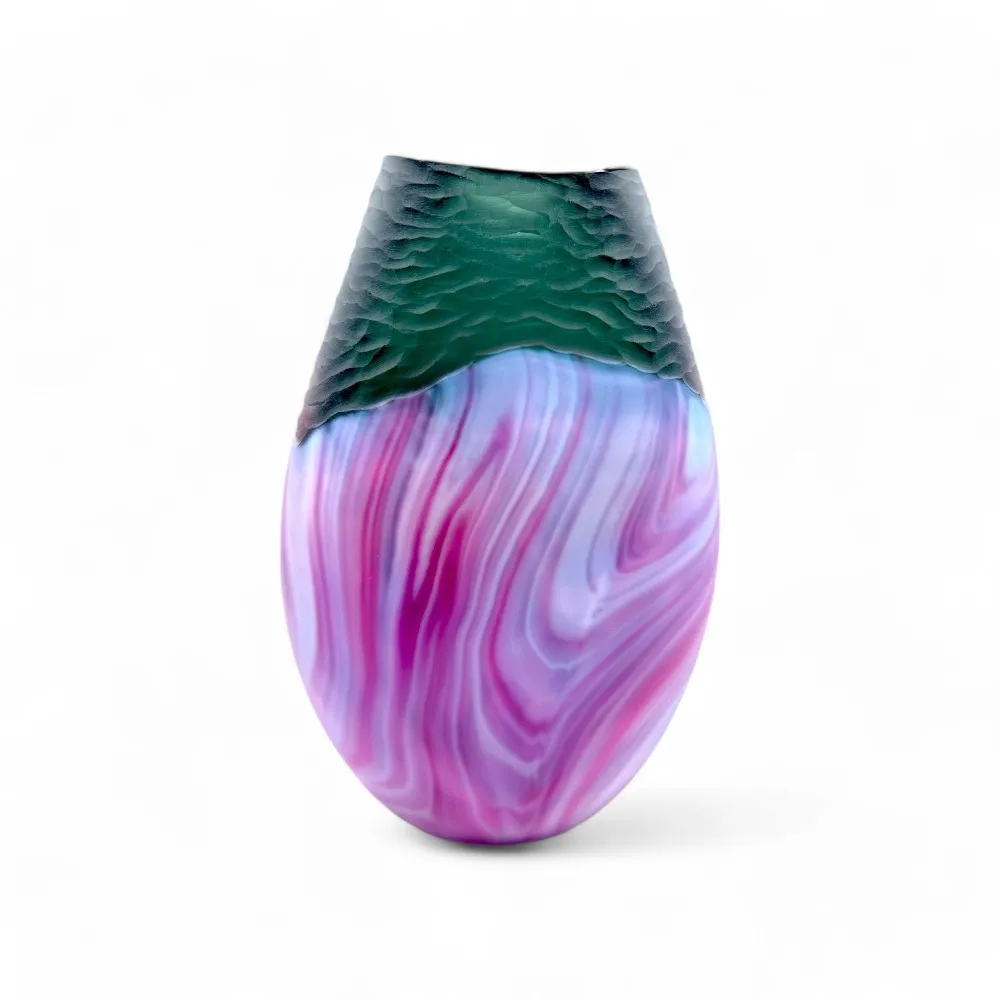 AMARENA - Lujoso jarrón de cristal de Murano satinado