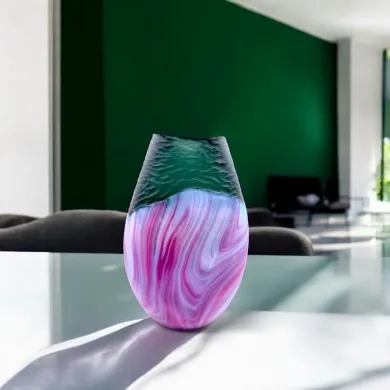 AMARENA - Lujoso jarrón de cristal de Murano satinado