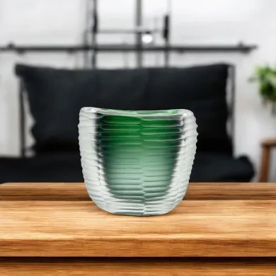 MONTERO - GRÜNE geschlagene und getauchte Vase aus Muranoglas