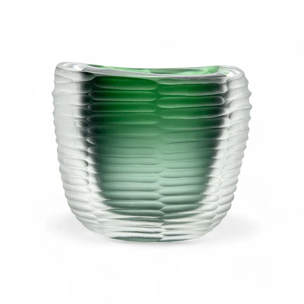 MONTERO - GRÜNE geschlagene und getauchte Vase aus Muranoglas