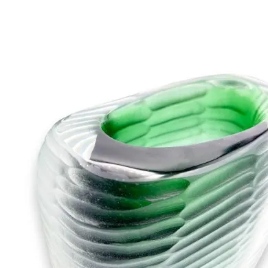 MONTERO - Vaso battuto e sommerso VERDE in vetro di Murano