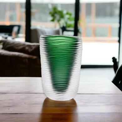 MONTERO - GRÜNE geschlagene und getauchte Vase aus Muranoglas
