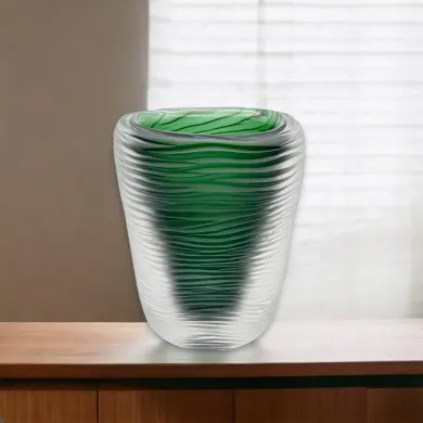 MONTERO - Vase VERT forgé et immergé en verre de Murano