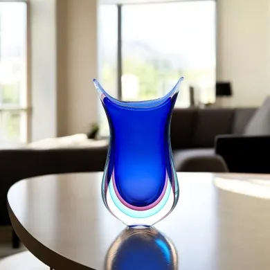 ALBA - BLUE and AMETHYST submerged vase in Murano glass