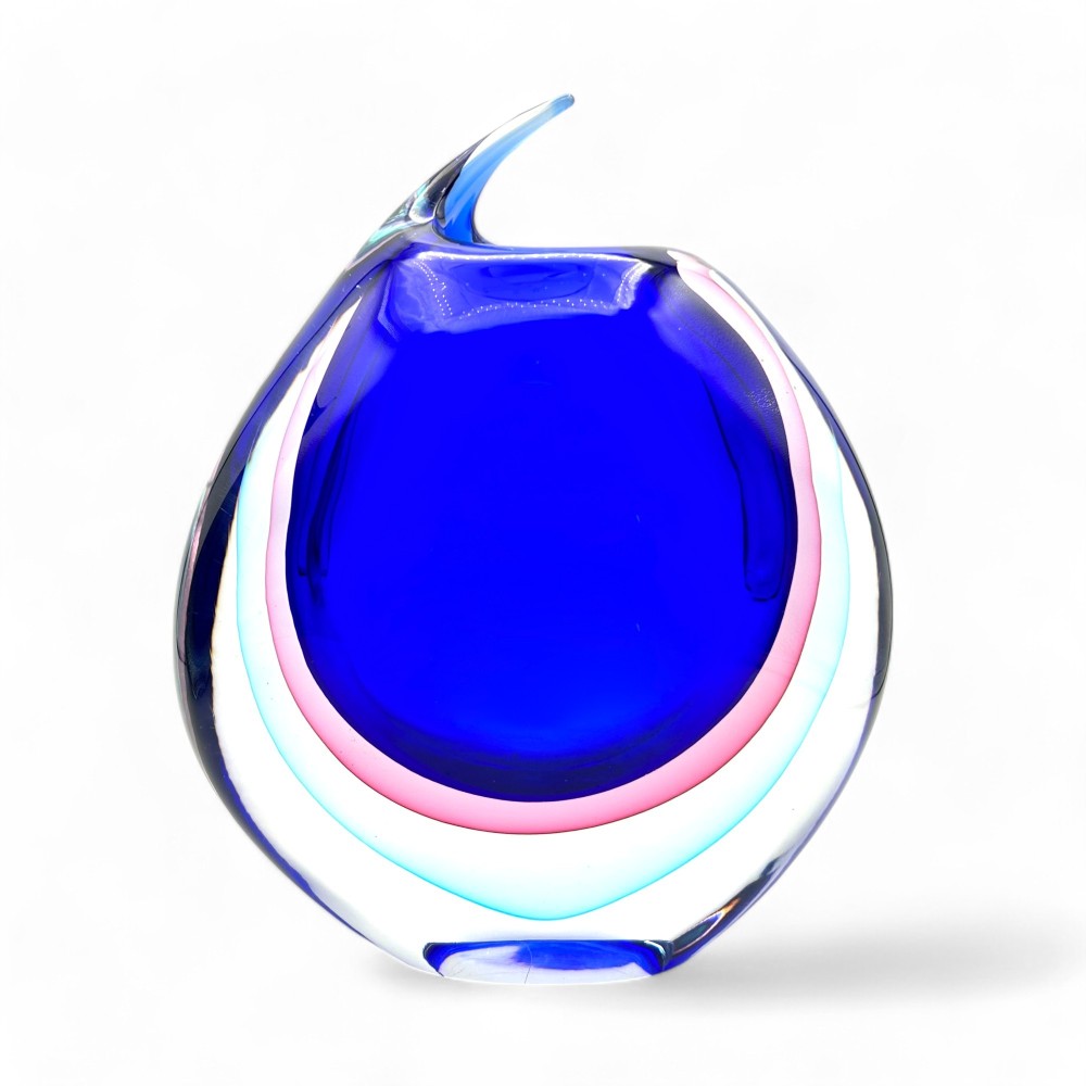 ALBA - Vase immergé BLEU et AMETHYSTE en verre de Murano