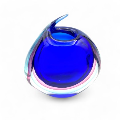 ALBA - Vase immergé BLEU et AMETHYSTE en verre de Murano