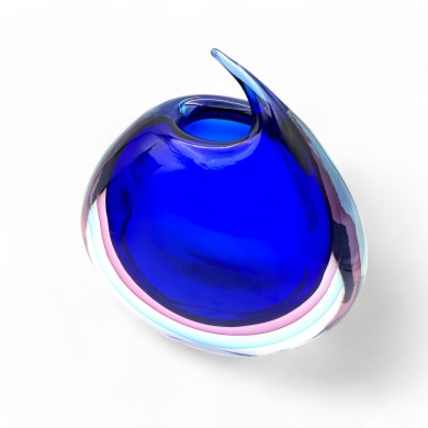 ALBA - Vase immergé BLEU et AMETHYSTE en verre de Murano