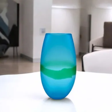 DAKOTA - Moderne Glasvase "Segreti" in Aquamarinfarbe von Formia
