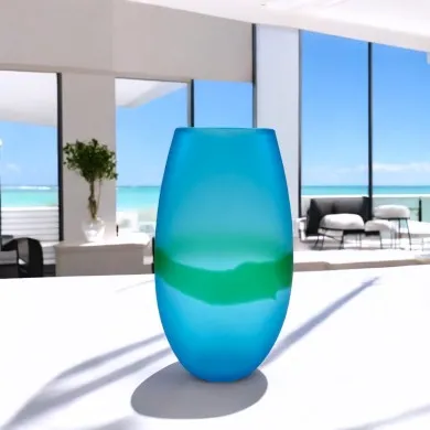 DAKOTA - Moderne Glasvase "Segreti" in Aquamarinfarbe von Formia