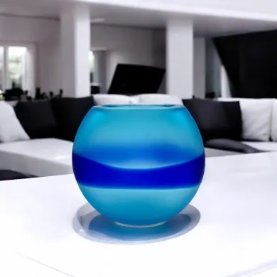 DAKOTA - Florero moderno de vidrio aguamarina "Segreti" de Formia