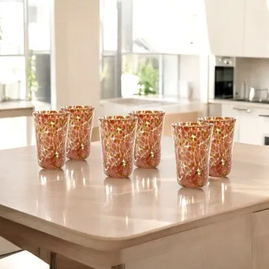 FANTASY | Liquor Glasses | ANTIQUE PINK and GOLD | Murano Store