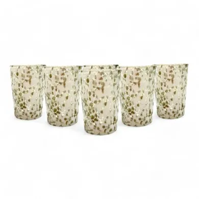 FANTASY | Set de 6 copas de licor | Blanco y Oro | Murano Store