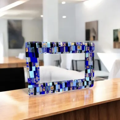 ISTANTI | Fotorahmen Mosaik Blau und Gold | Murano-Store