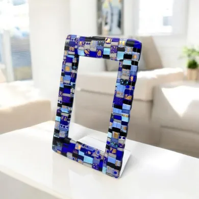 ISTANTI | Fotorahmen Mosaik Blau und Gold | Murano-Store