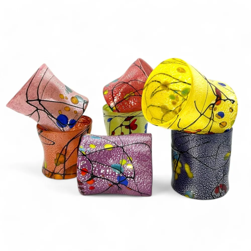 POLLOCK | Goti de Fornasa con Foglia Argento | Murano-Store