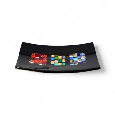 PITAGORA | Black tray with artistic mosaic | Murano-Store