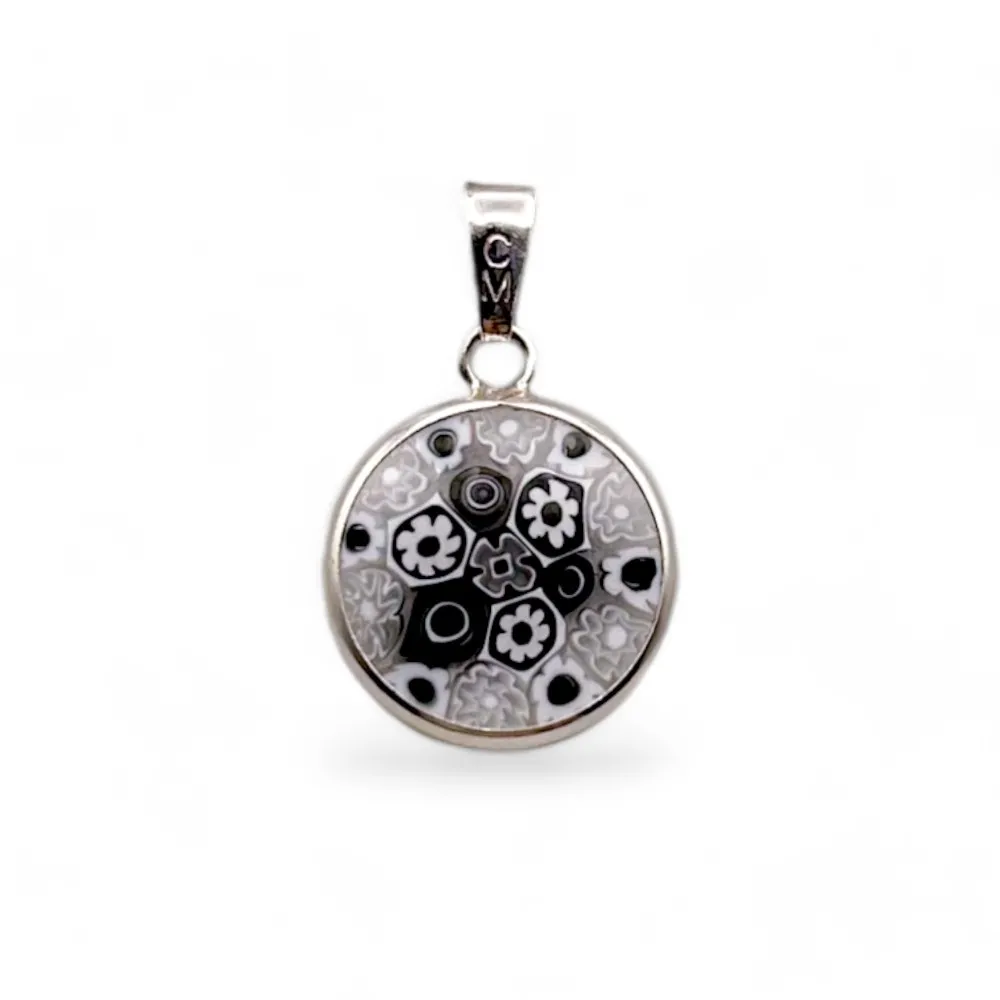 ECLIPSE | Pingentes Murrina Preto e Branco | Murano-Store