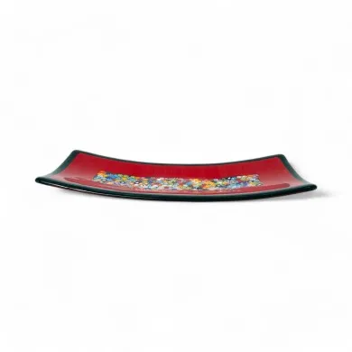 GEOX | Vassoio Rosso in Vetro e Murrine | Murano-Store