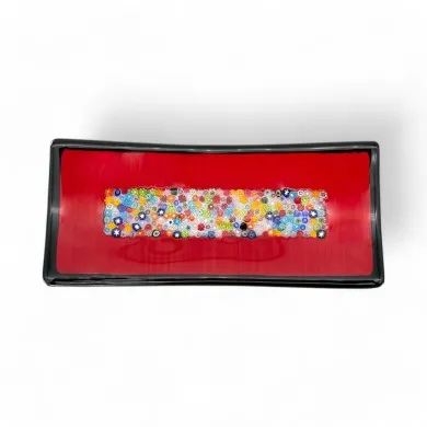 GEOX | Vassoio Rosso in Vetro e Murrine | Murano-Store