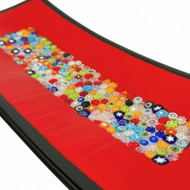 GEOX | Vassoio Rosso in Vetro e Murrine | Murano-Store