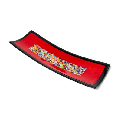 GEOX | Red glass paste and murrine tray | Murano-Store