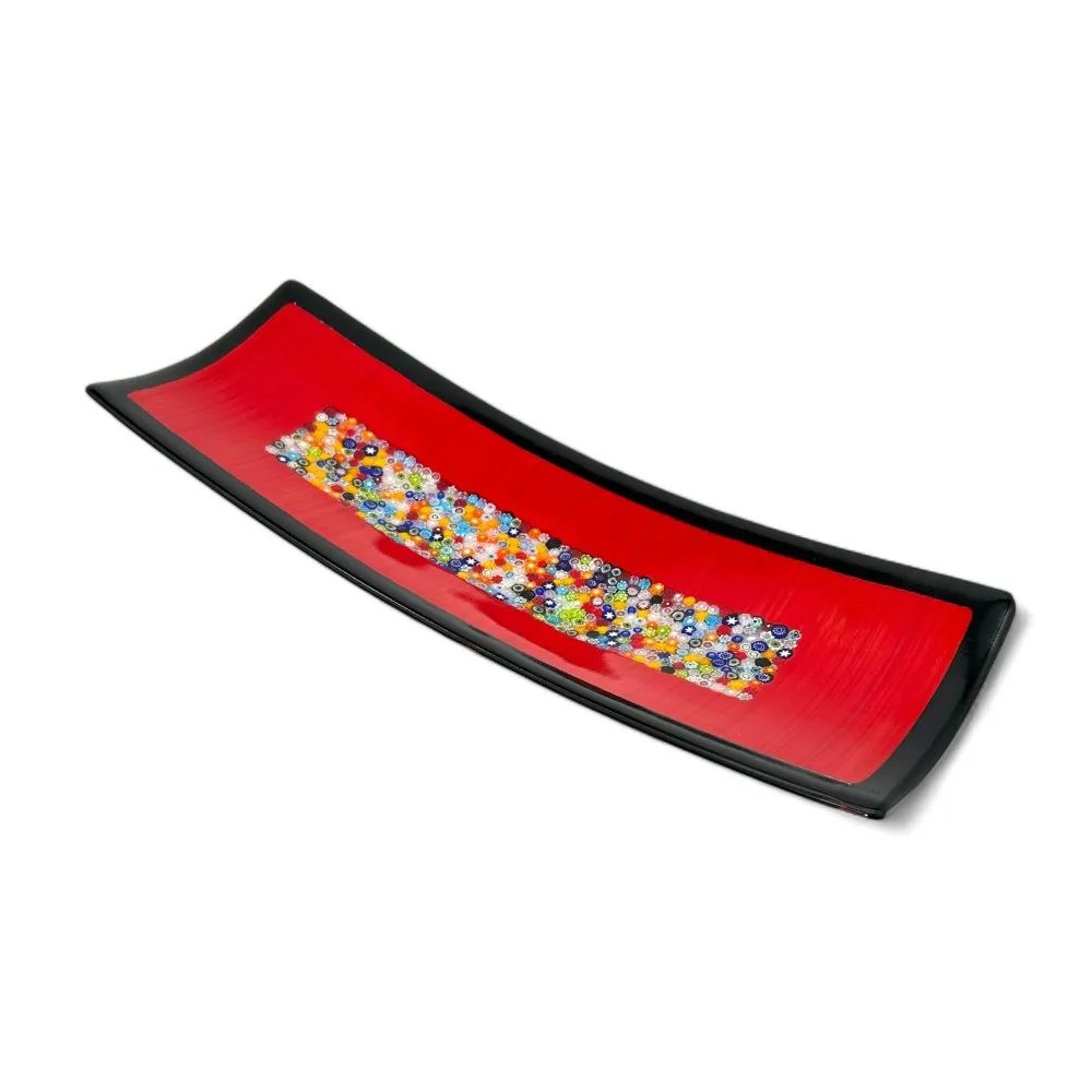 GEOX | Vassoio Rosso in Vetro e Murrine | Murano-Store