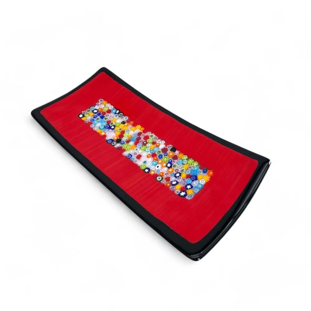 GEOX | Vassoio Rosso in Vetro e Murrine | Murano-Store
