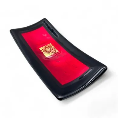 CAMPIELLO | Centro de mesa vermelho com folha de ouro | Murano-Store
