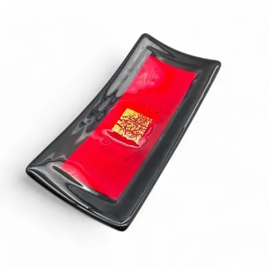 CAMPIELLO | Centro de mesa vermelho com folha de ouro | Murano-Store