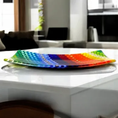 IRIDE | Multicolor mosaic decorative tray | Murano-Store
