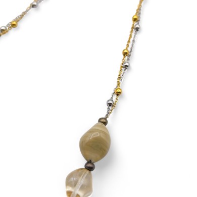 REMBRANDT | Collar y cadena de perlas beige | Murano-Store