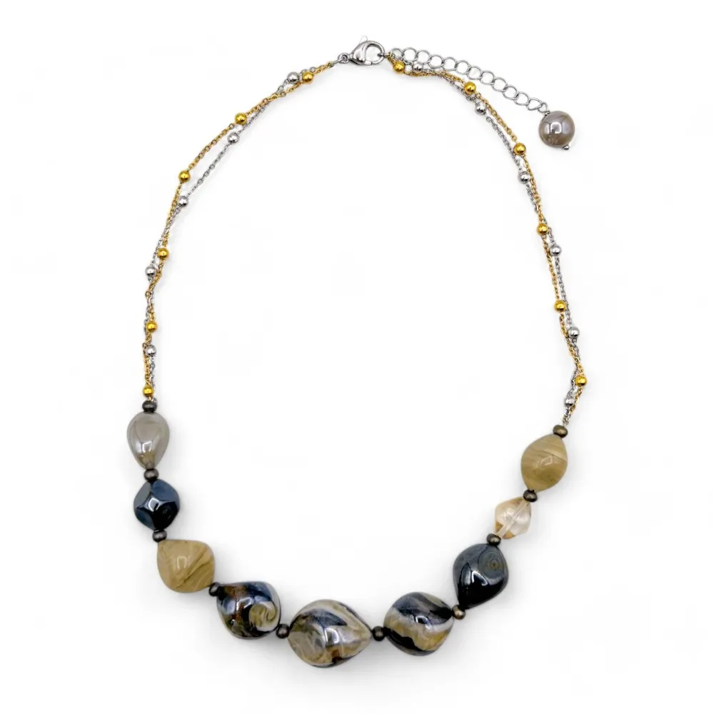 REMBRANDT | Beige pearl necklace and chain | Murano-Store