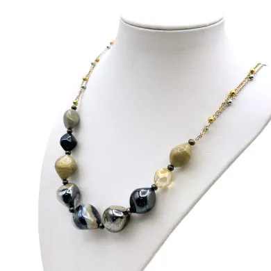 REMBRANDT | Collana di perle beige e catenina | Murano-Store