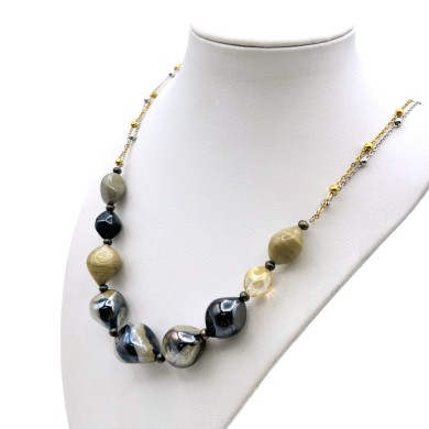 REMBRANDT | Collar y cadena de perlas beige | Murano-Store