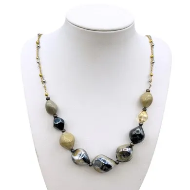 REMBRANDT | Collana di perle beige e catenina | Murano-Store