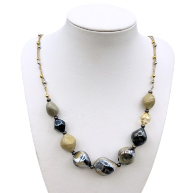 REMBRANDT | Collar y cadena de perlas beige | Murano-Store