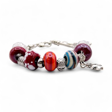 REBECCA | Pulsera con cuentas y colgantes | Color Rojo | Murano-Store