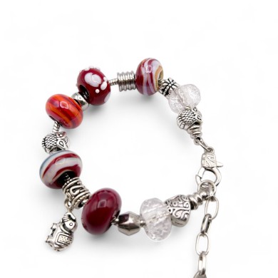 REBECCA | Pulsera con cuentas y colgantes | Color Rojo | Murano-Store