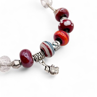 REBECCA | Pulsera con cuentas y colgantes | Color Rojo | Murano-Store