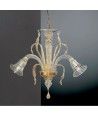 SAN POLO | Candelabro de 3 luzes com pormenores dourados | Murano-Store