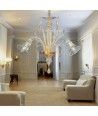 SAN POLO | Candelabro de 3 luzes com pormenores dourados | Murano-Store