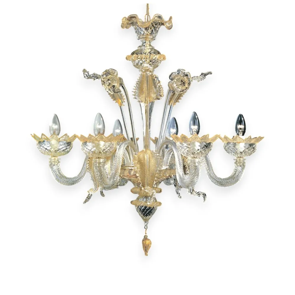 SAN GIORGIO | Lustre de cristal dourado personalizável | Murano-Store